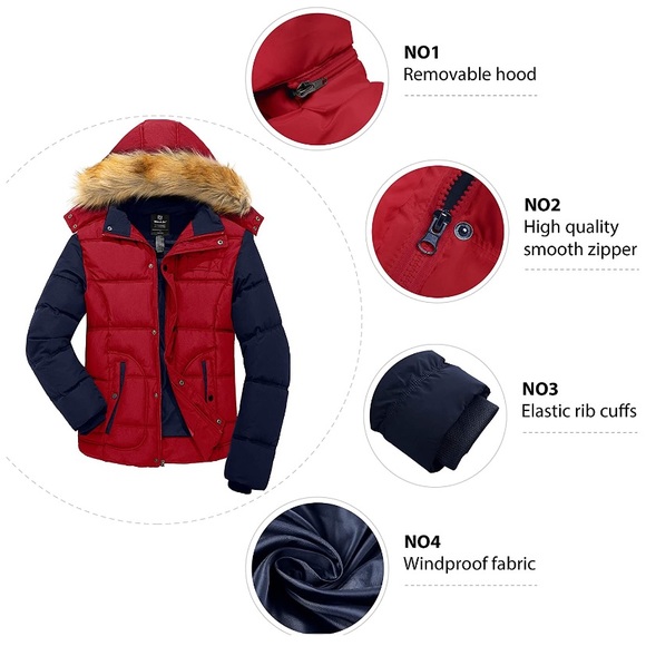 Wantdo puffer jacket winter coat warm wind proof - Picture 2 of 16